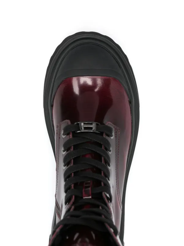 Dark red lace up boots hotsell