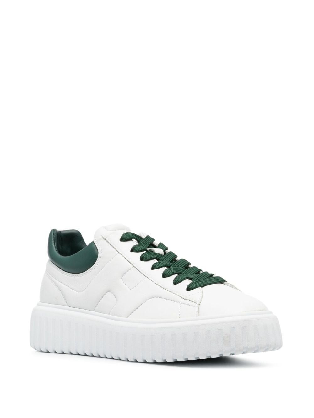 Shop Hogan H-stripes Low-top Leather Sneakers In White