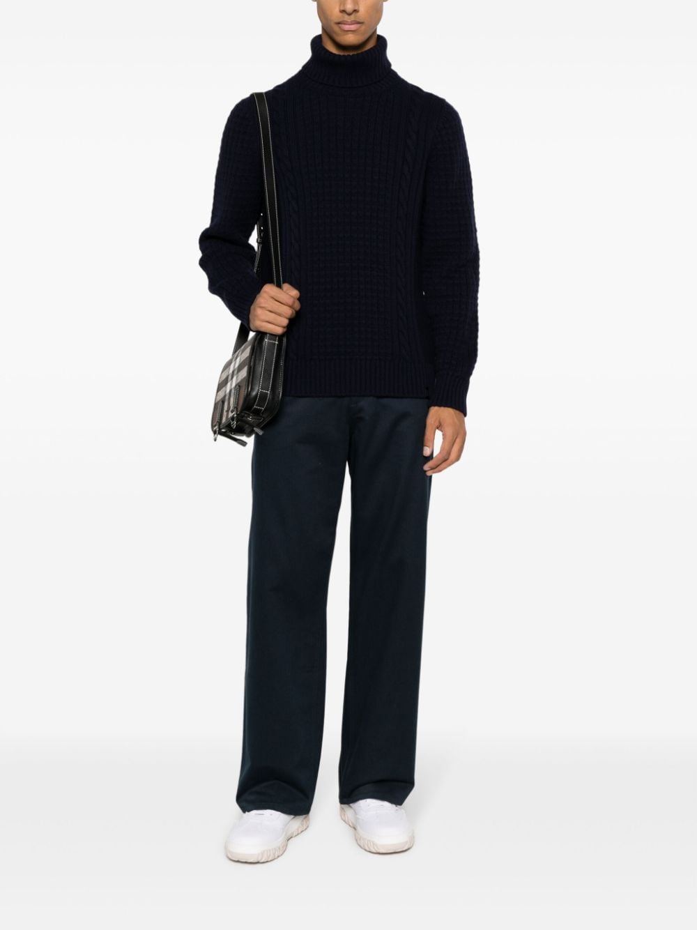Fay cable-knit virgin wool jumper - Blauw