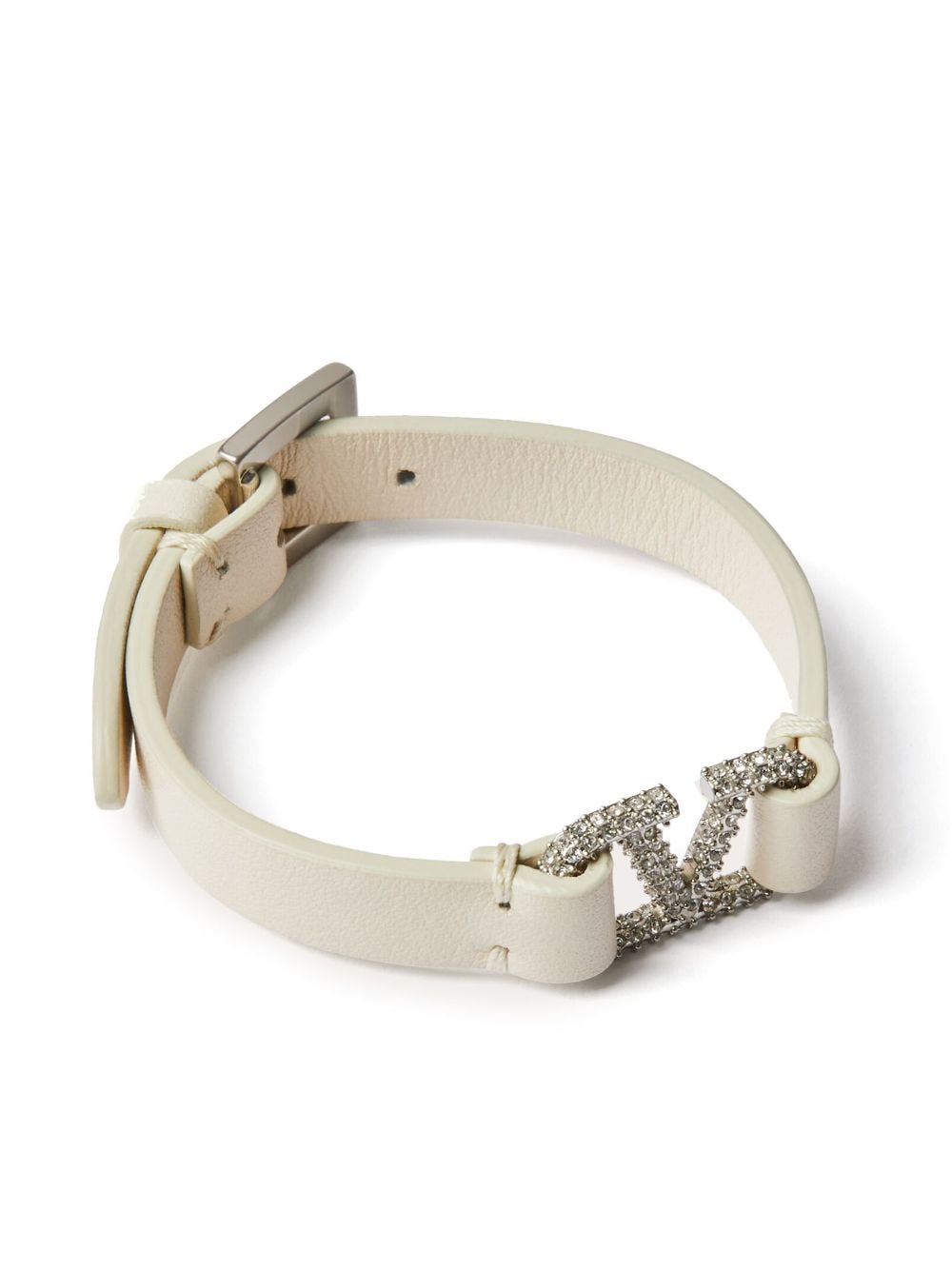 Shop Valentino Vlogo Signature Crystal-embellished Bracelet In White