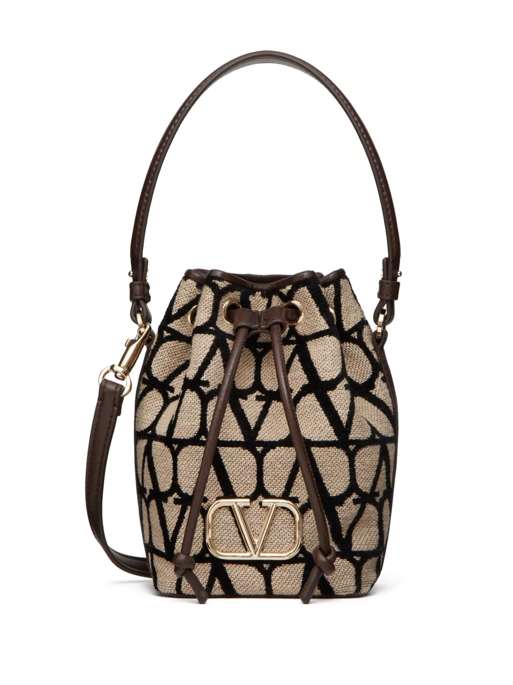 Valentino Garavani Mini Toile Iconographe Bucket Bag In Neutrals