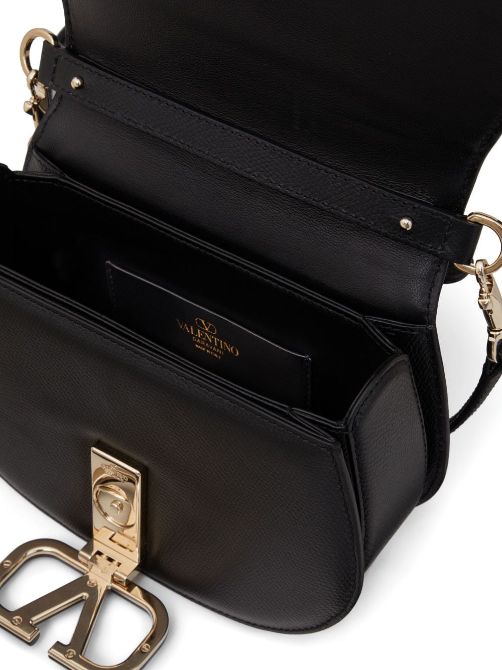 Shop Valentino Vsling Leather Shoulder Bag In Black