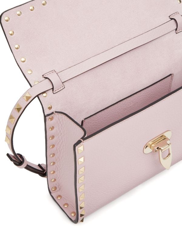 Valentino Garavani Rockstud Small Textured-leather Shoulder Bag - Women - Pink Shoulder Bags