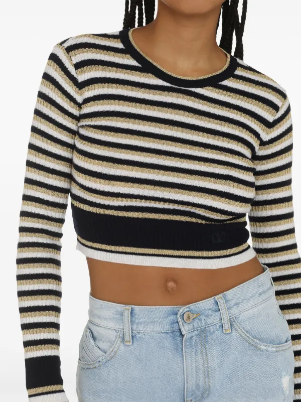 Valentino Garavani Striped Lurex Jumper Neutrals FARFETCH AO