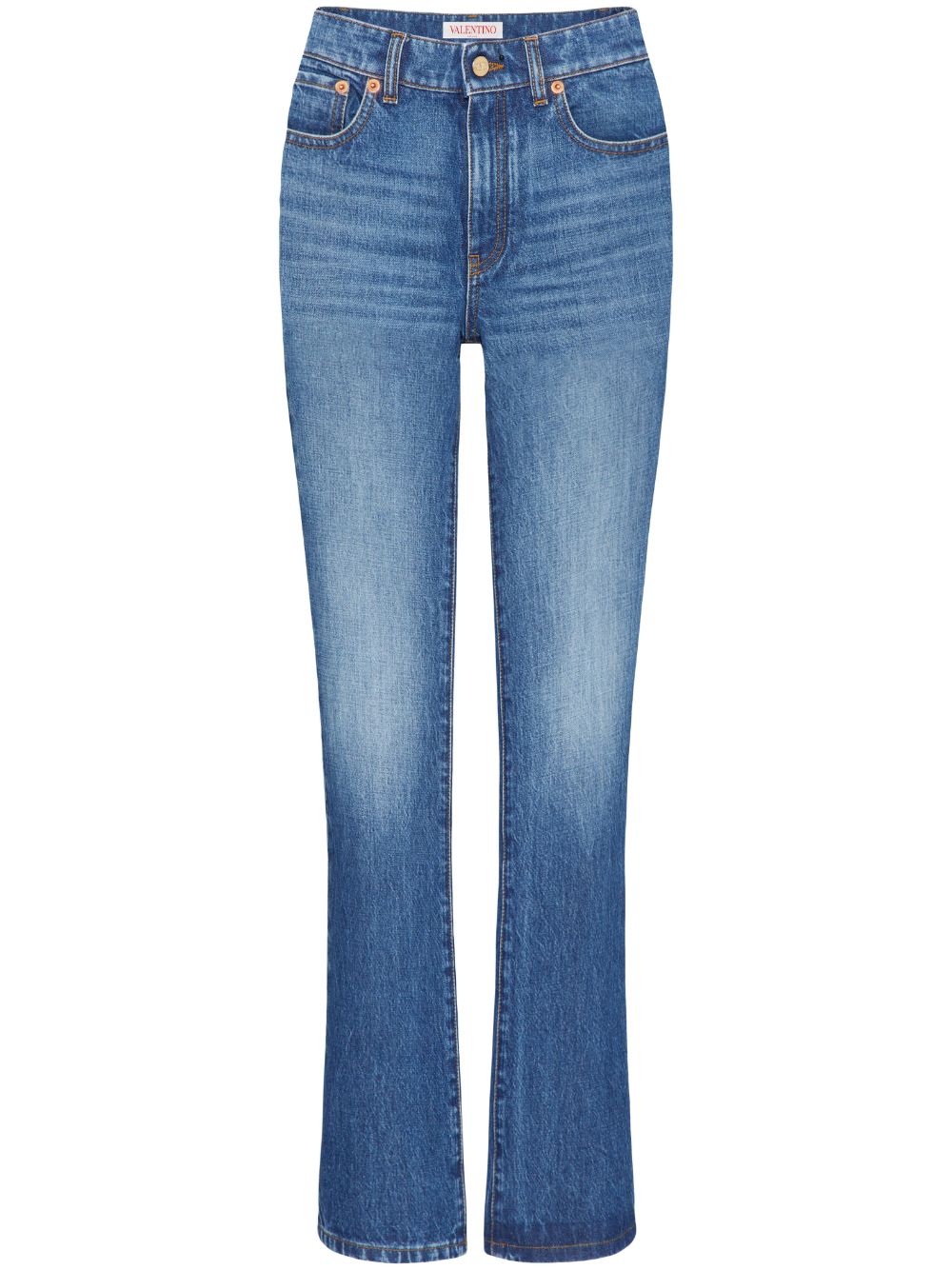 Valentino V Gold Detail Bootcut Jeans In Blue
