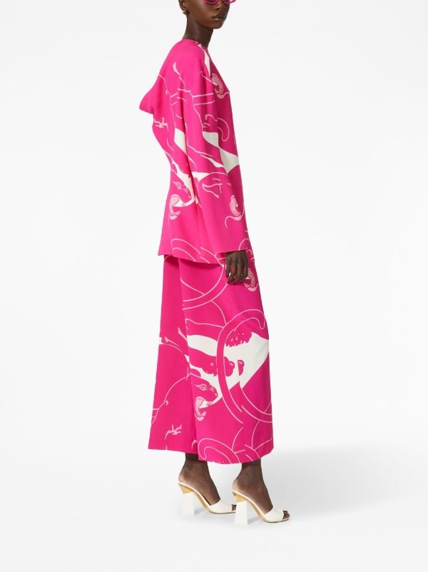 Scarf Print Silk Top in Pink - Valentino