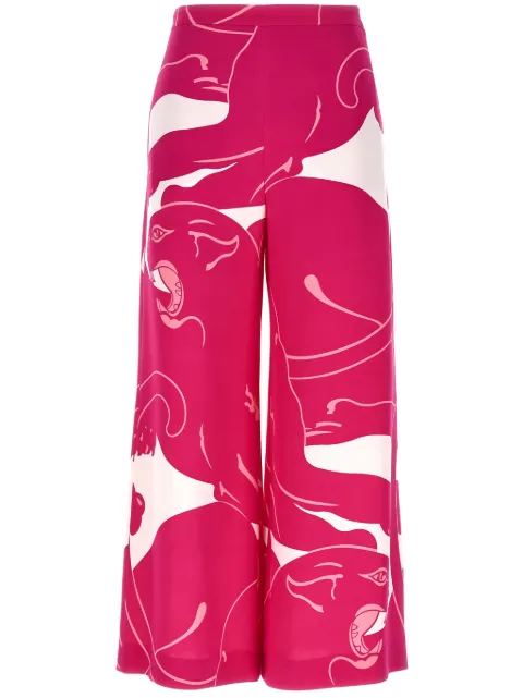 Valentino Garavani Cady Panther silk trousers