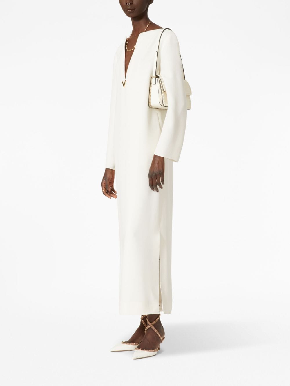Shop Valentino Cady Couture Kaftan Dress In White