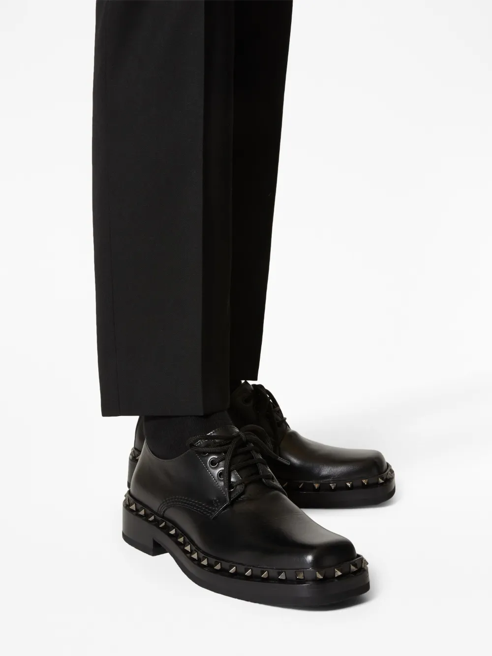 Valentino Garavani M-Way Rockstud Leather Derby Shoes - Farfetch