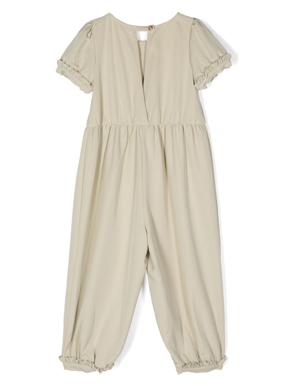 Shop Donsje Ruched-detail Short-sleeve Jumpsuit In Neutrals