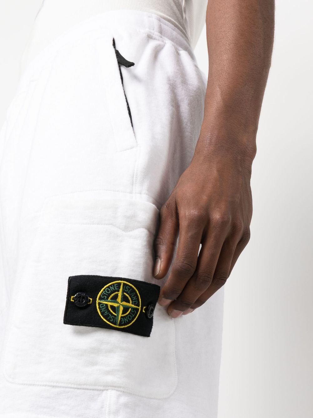 Shop Stone Island Side Logo-patch Shorts In White