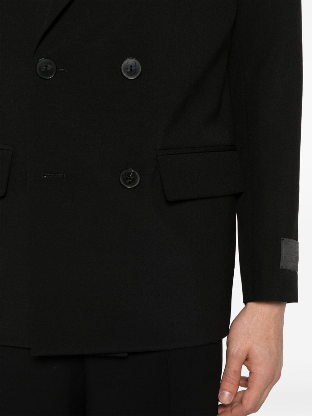 Shop Valentino Double-breasted Wool Blazer In Black