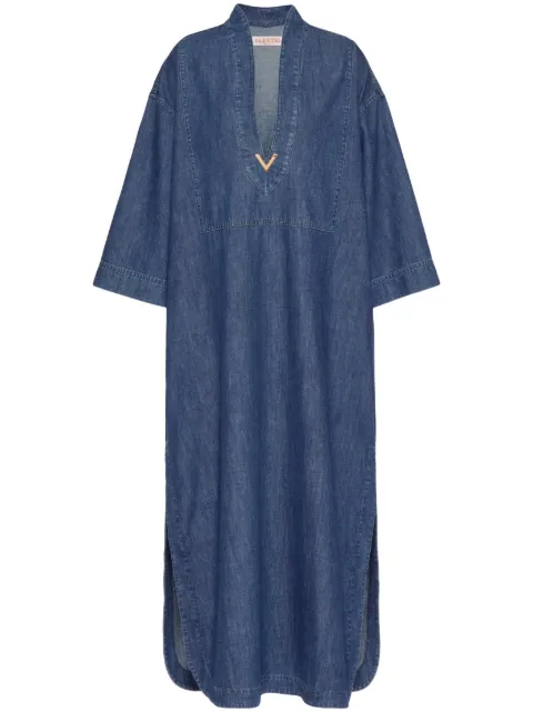 Valentino Garavani logo plaque denim kaftan