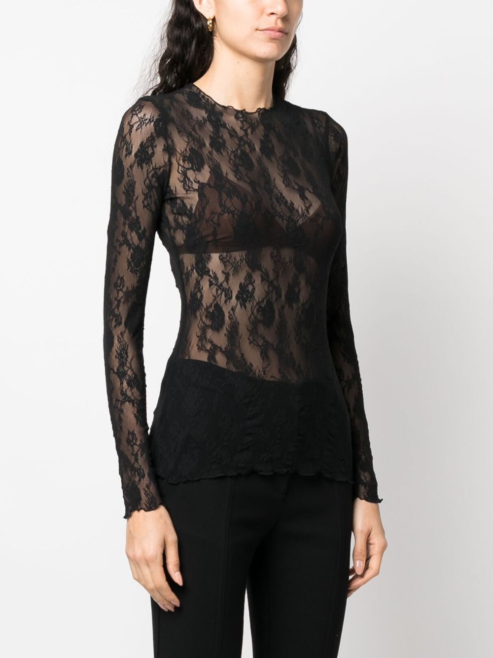 Wolford Camelia Floral-lace Body In Black