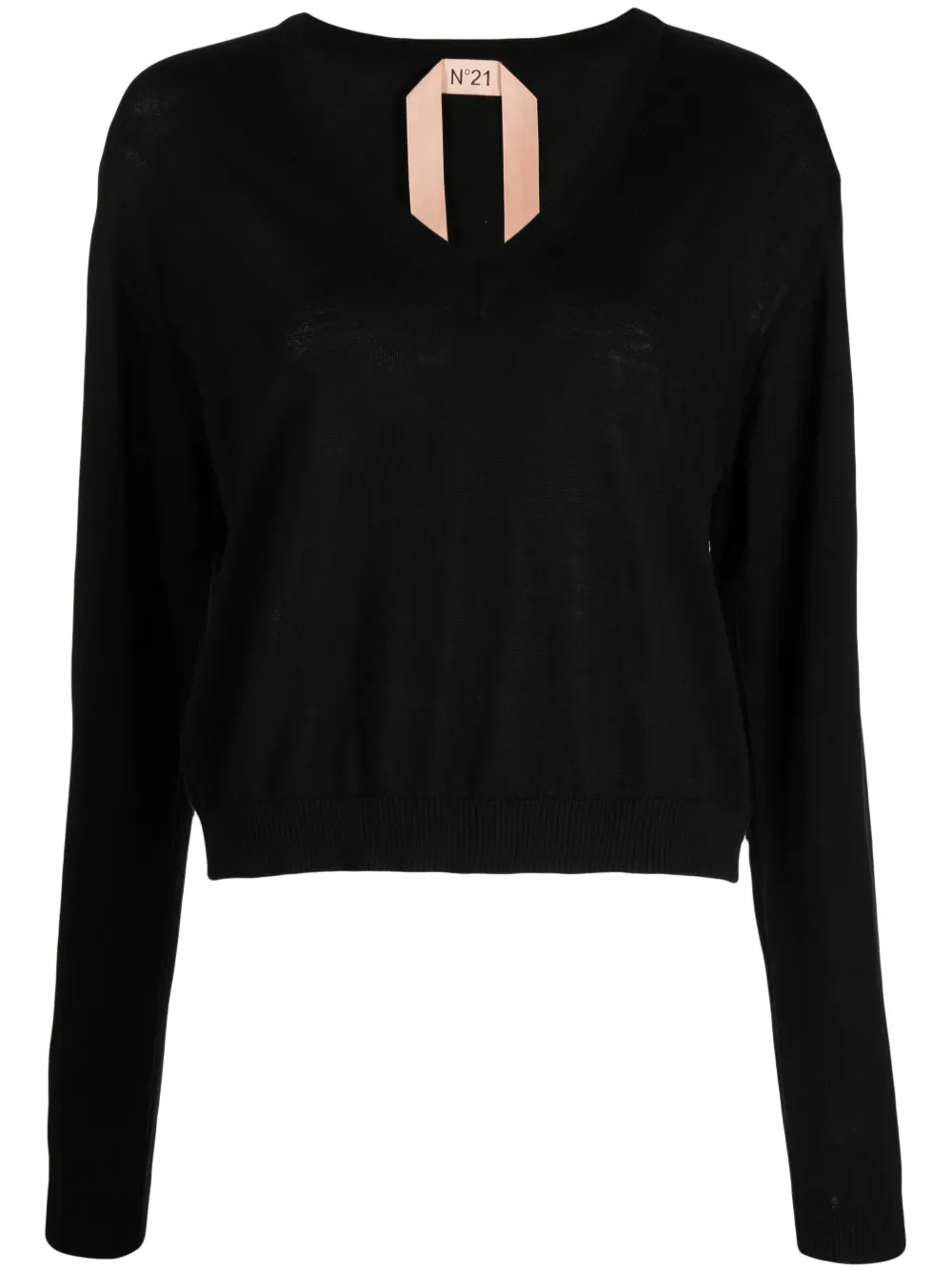 N°21 V-neck Virgin Wool Jumper In Black