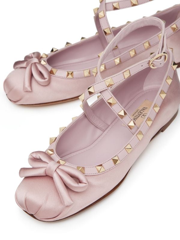 Valentino Garavani Rockstud Satin Ballerina Shoes - Farfetch