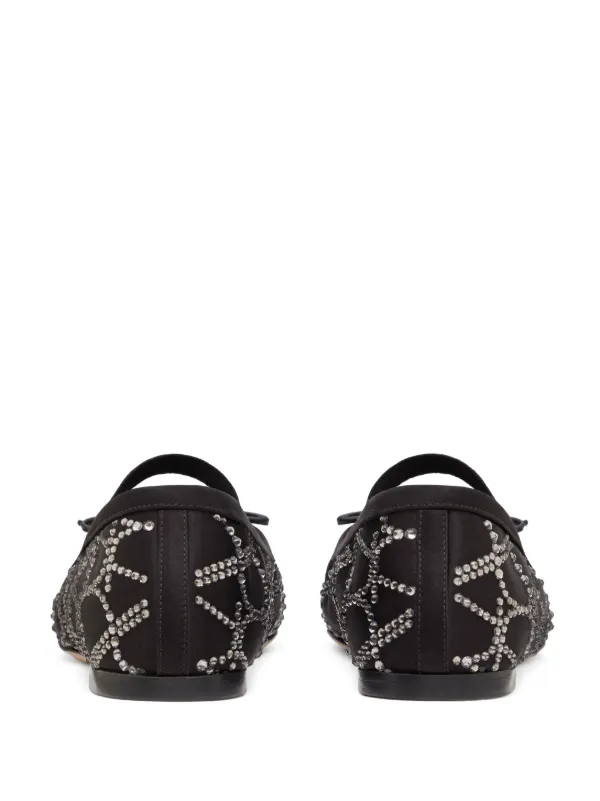 Valentino Ballerina ブラック Valentino Garavani Toile Iconographe Embellished Ballerina Shoes