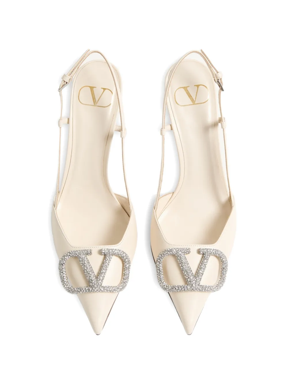 Valentino Garavani Vlogo Signature Slingback Pump in Calfskin Leather 80mm in White, view 4
