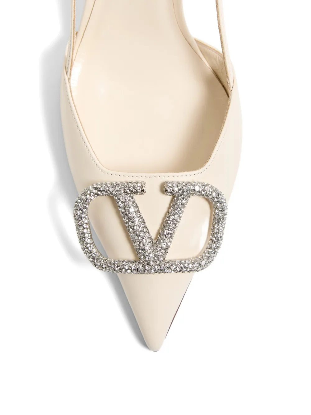 Valentino Garavani Vlogo Signature Slingback Pump in Calfskin Leather 80mm in White, view 5