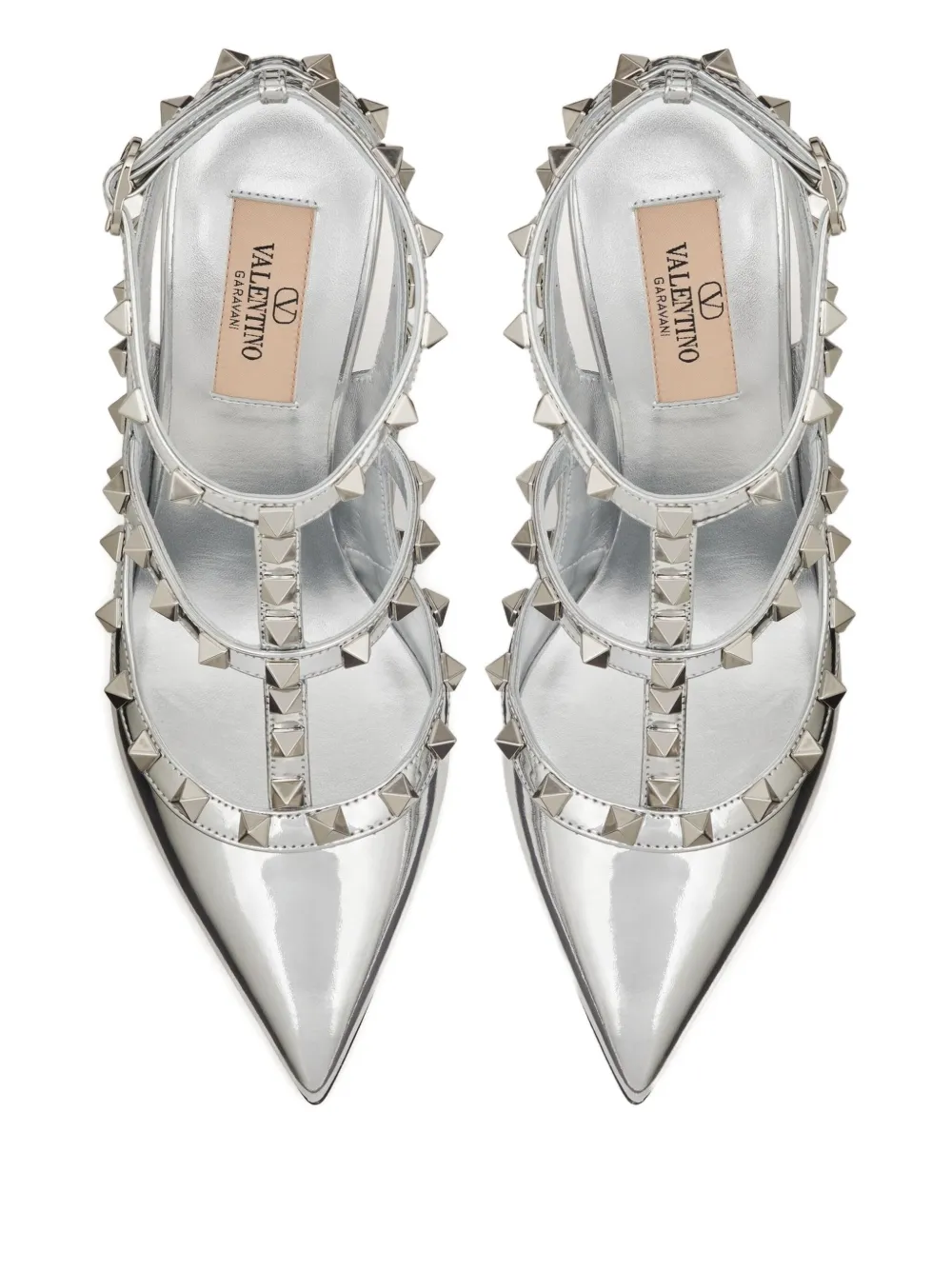 VALENTINO オールシルバー　ロックスタッズメタリック　パンプス Valentino Garavani ロックスタッズ パンプス | シルバートーン