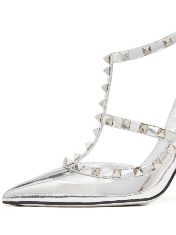 Valentino Garavani Rockstud 100mm ankle-strap Pumps | Silver