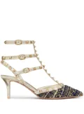 Valentino Garavani Rockstud 65mm tweed pumps - Blue