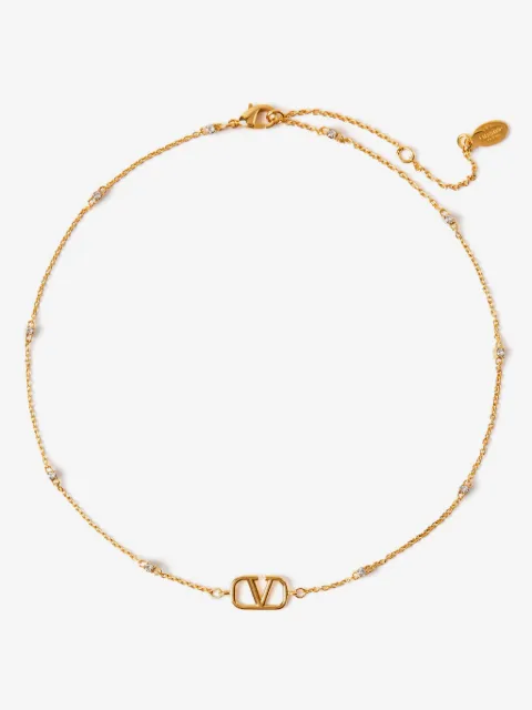 Valentino Garavani mini Vlogo Signature necklace in metal and swarovski crystals