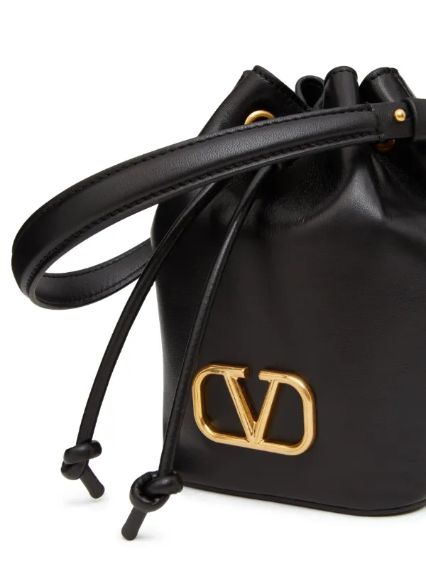 Valentino Mini Leather Signature Bucket Bag