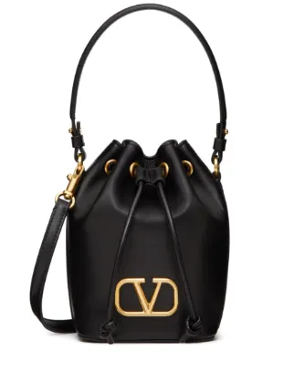 VALENTINO GARAVANI ブラック バケットバッグ Valentino Garavani Vロゴ レザーバケットバッグ ミニ