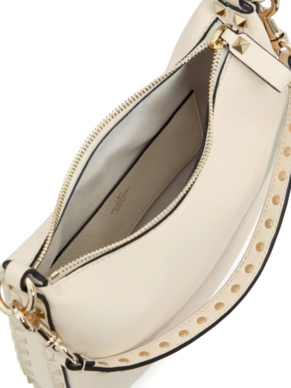  Valentino Garavani Small Rockstud Leather Shoulder Bag - White 