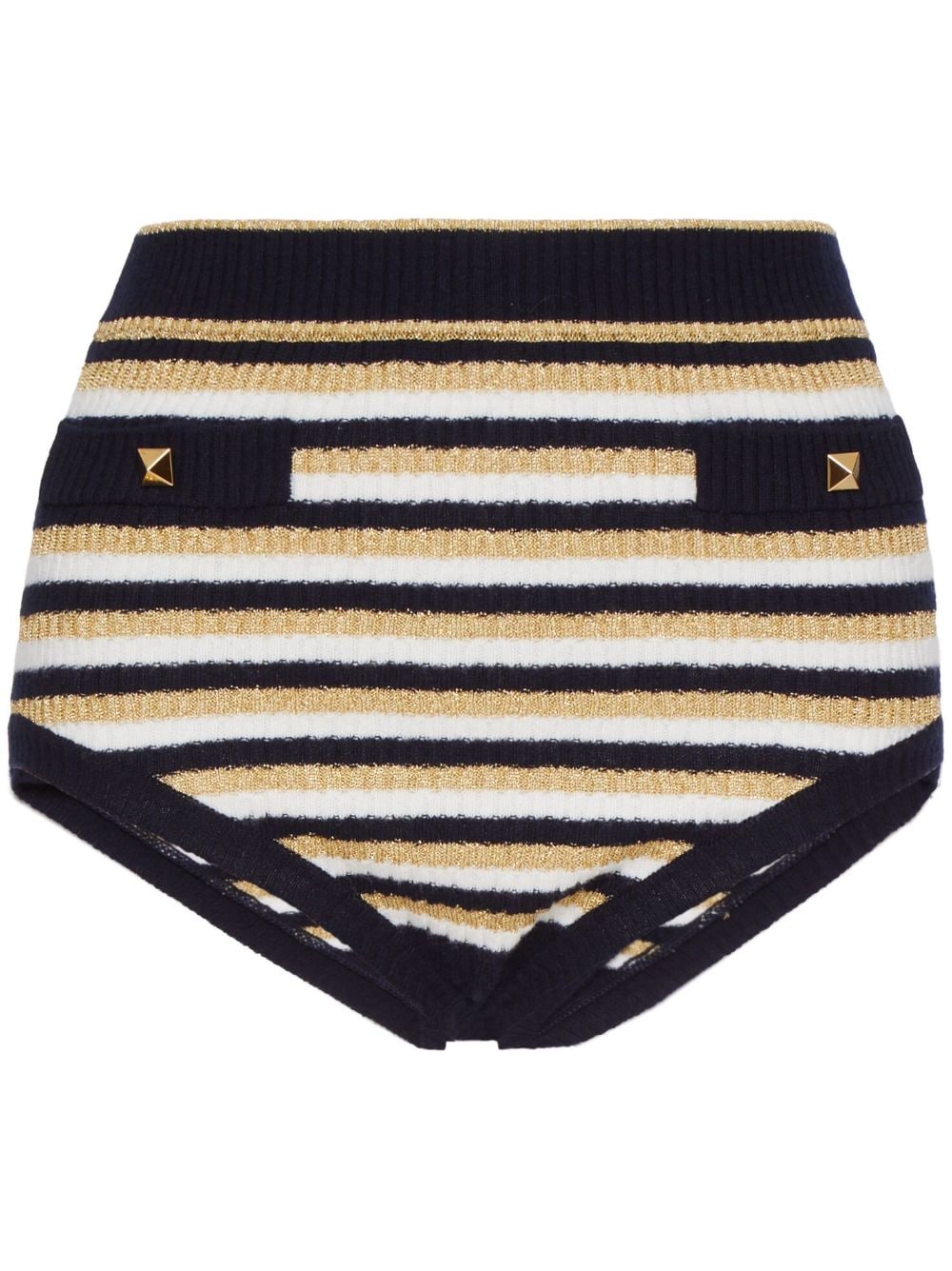 Valentino Garavani Roman Stud striped mini shorts - Black