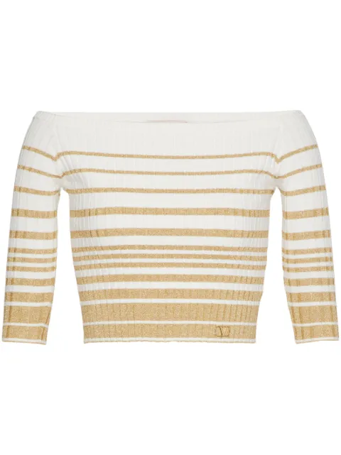 Valentino Garavani stripe-print lurex cropped top 