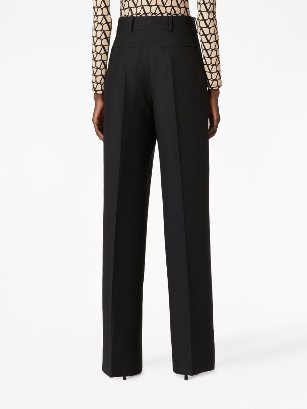 Shop Valentino Crepe Couture Tailored Trousers In Black