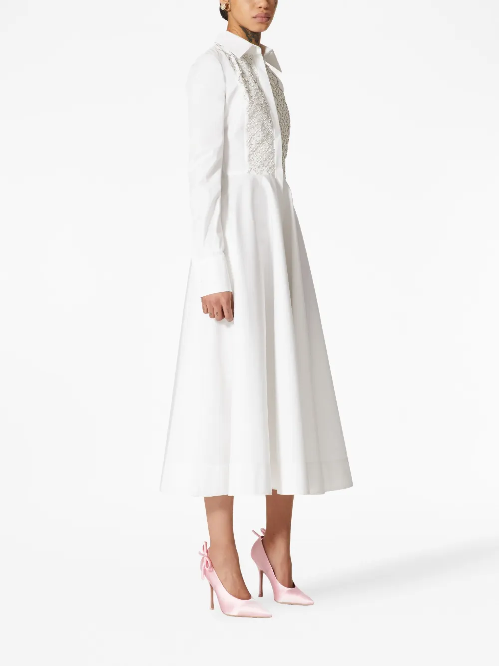Valentino Garavani Compact popeline blousejurk met geborduurd detail Wit