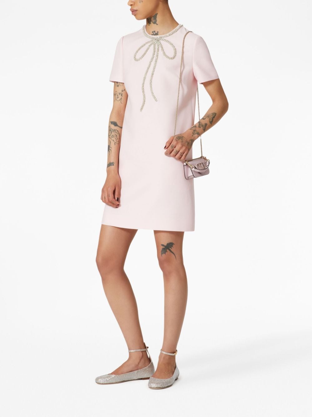 Valentino Garavani Mini-jurk verfraaid met kristallen - Roze
