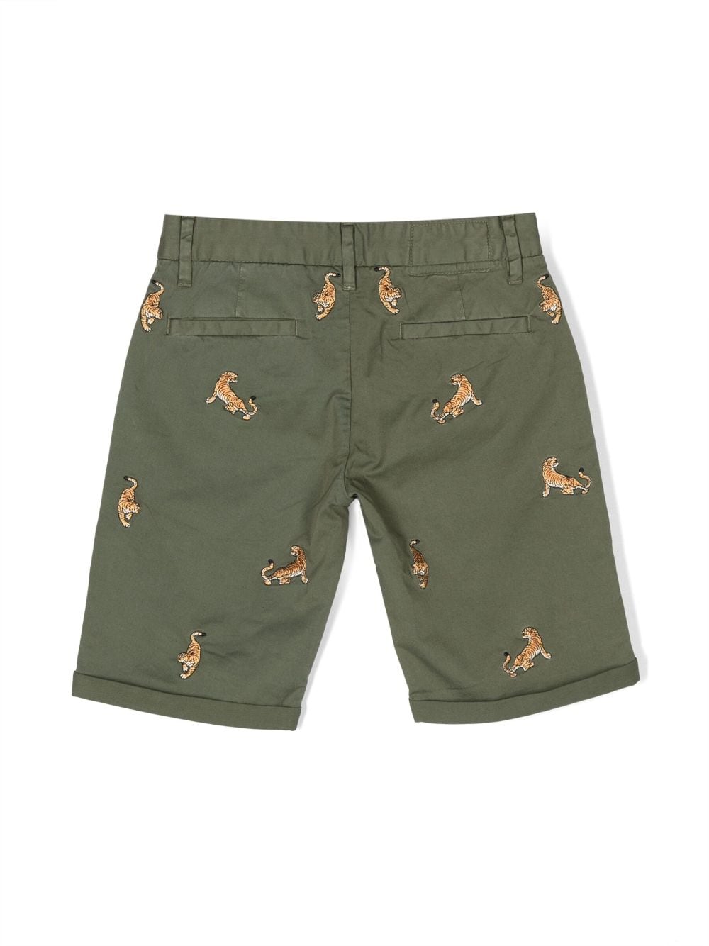 Shop Sun 68 Tiger-embroidered Cargo Shorts In Green