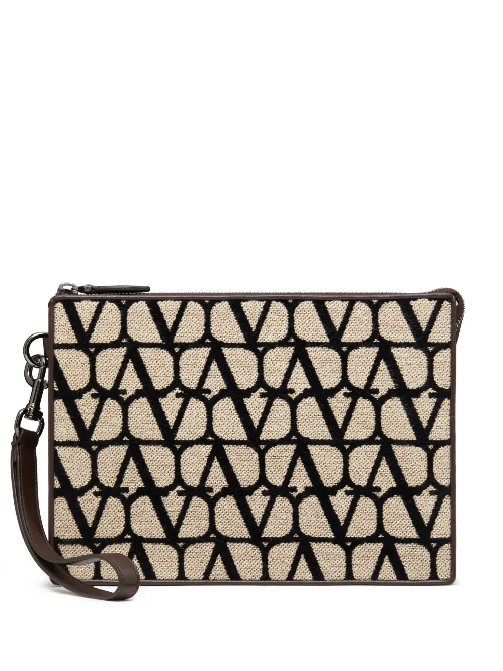 Valentino Garavani Toile Iconographe Clutch Bag In Neutrals