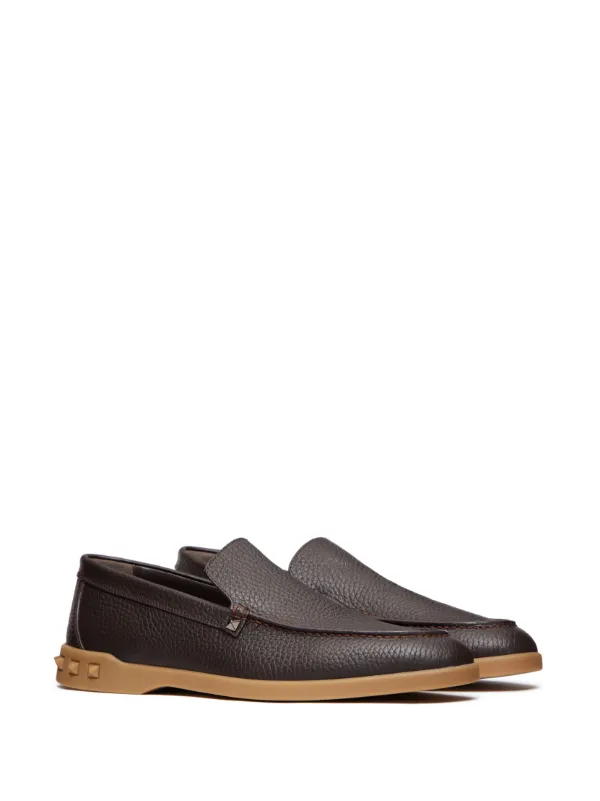 Valentino Garavani Leisure Flows Leather Loafers | Brown