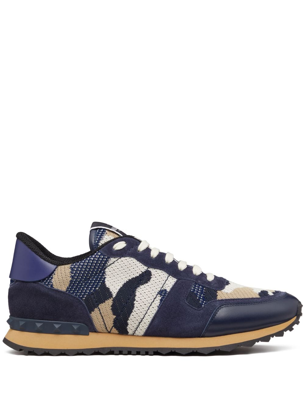 Shop Valentino Camouflage Rockrunner Low-top Sneakers In Blue