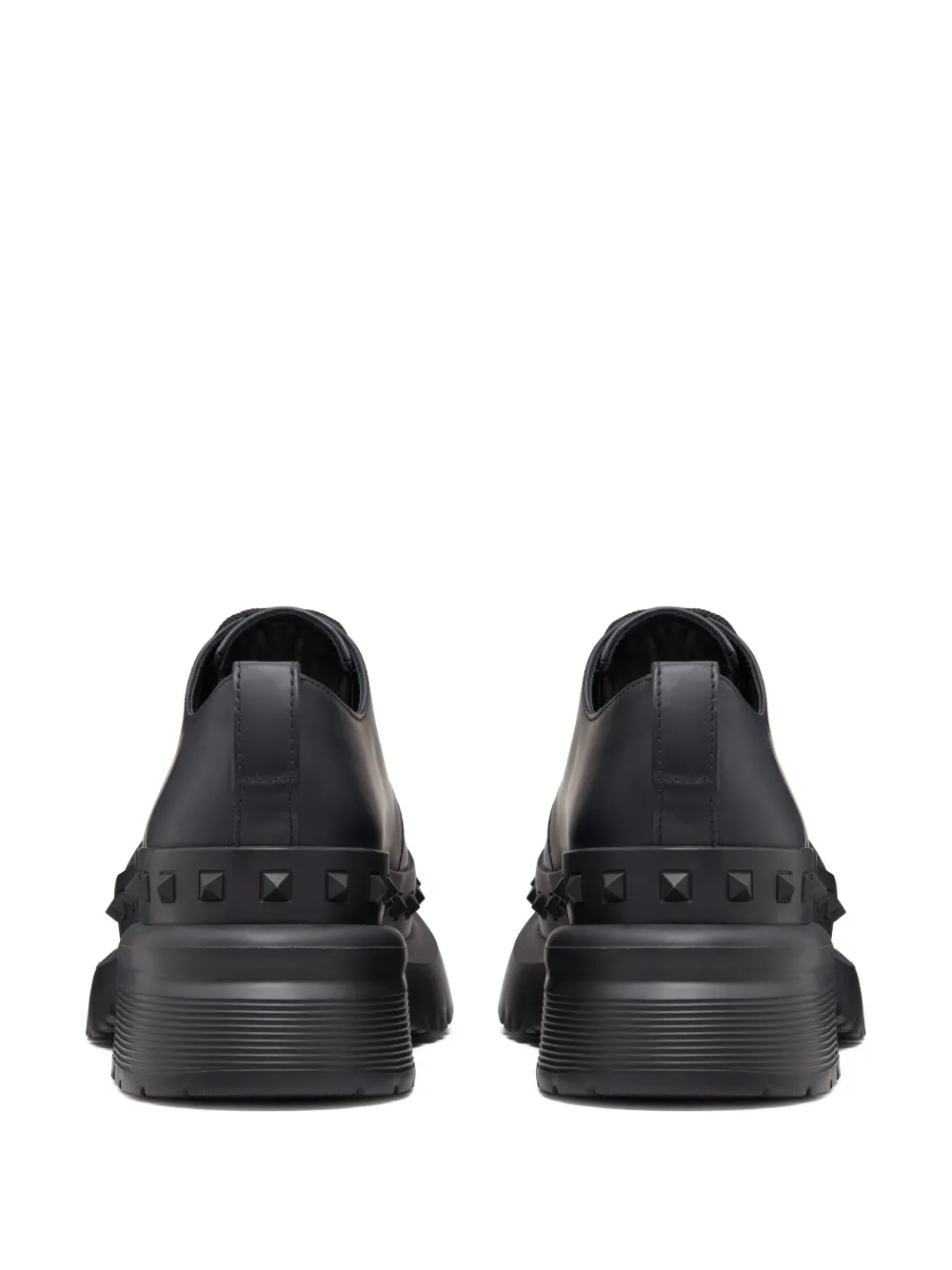 Shop Valentino M-way Rockstud Leather Derby Shoes In Black