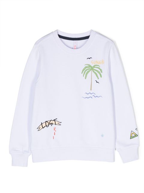 Sun 68 palm-tree printed sweatshirt