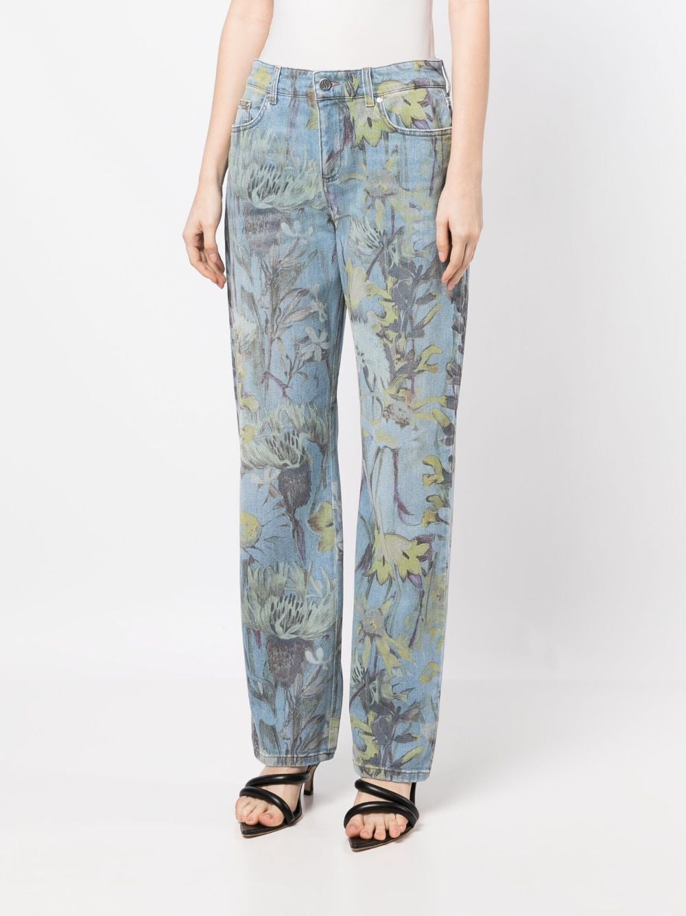 Shop Stella Mccartney Rewild Flora Denim Trousers In Blue