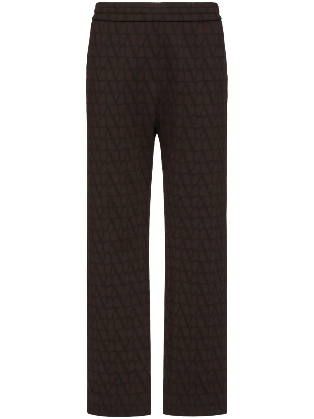 Valentino Cotton Joggers With Toile Iconographe Print In Brown