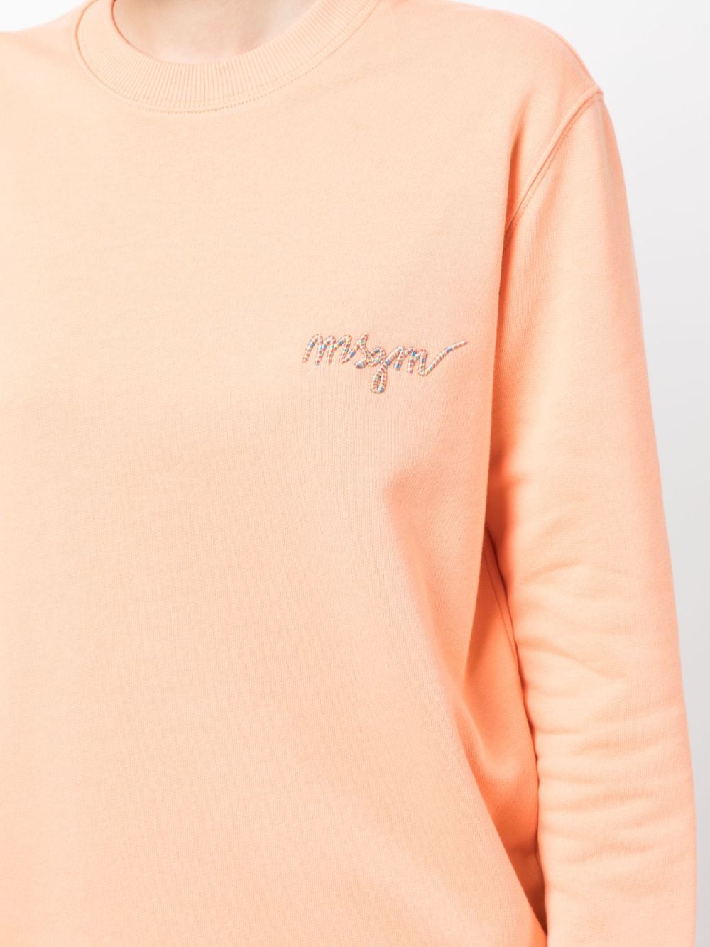Shop Msgm Logo-embroidery Cotton Sweatshirt In Orange