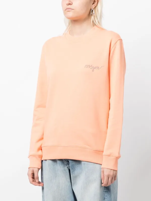 MSGM logo-embroidery Cotton Sweatshirt | Orange | FARFETCH