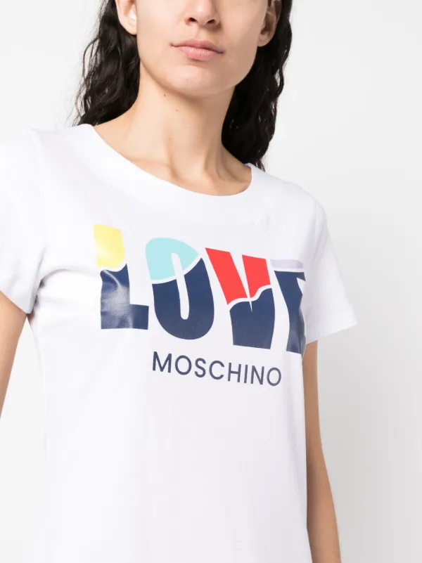 Love Moschino logo print T shirt Dress White FARFETCH AE