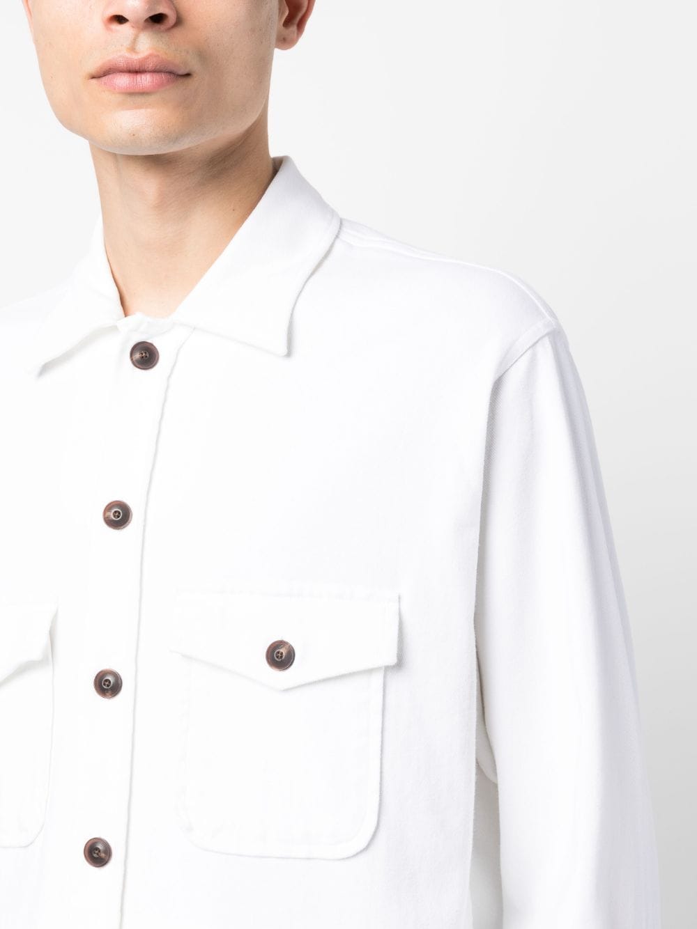 Shop Tintoria Mattei Long Sleeve Shirt Jacket In White