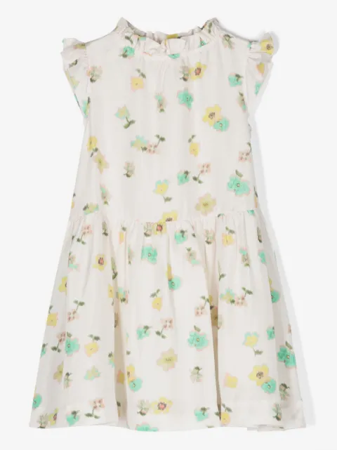 Bonpoint vestido de seda con volantes y estampado floral