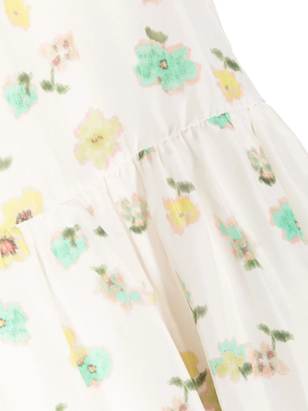 Bonpoint Floral-print Silk Ruffled Dress In Neutrals