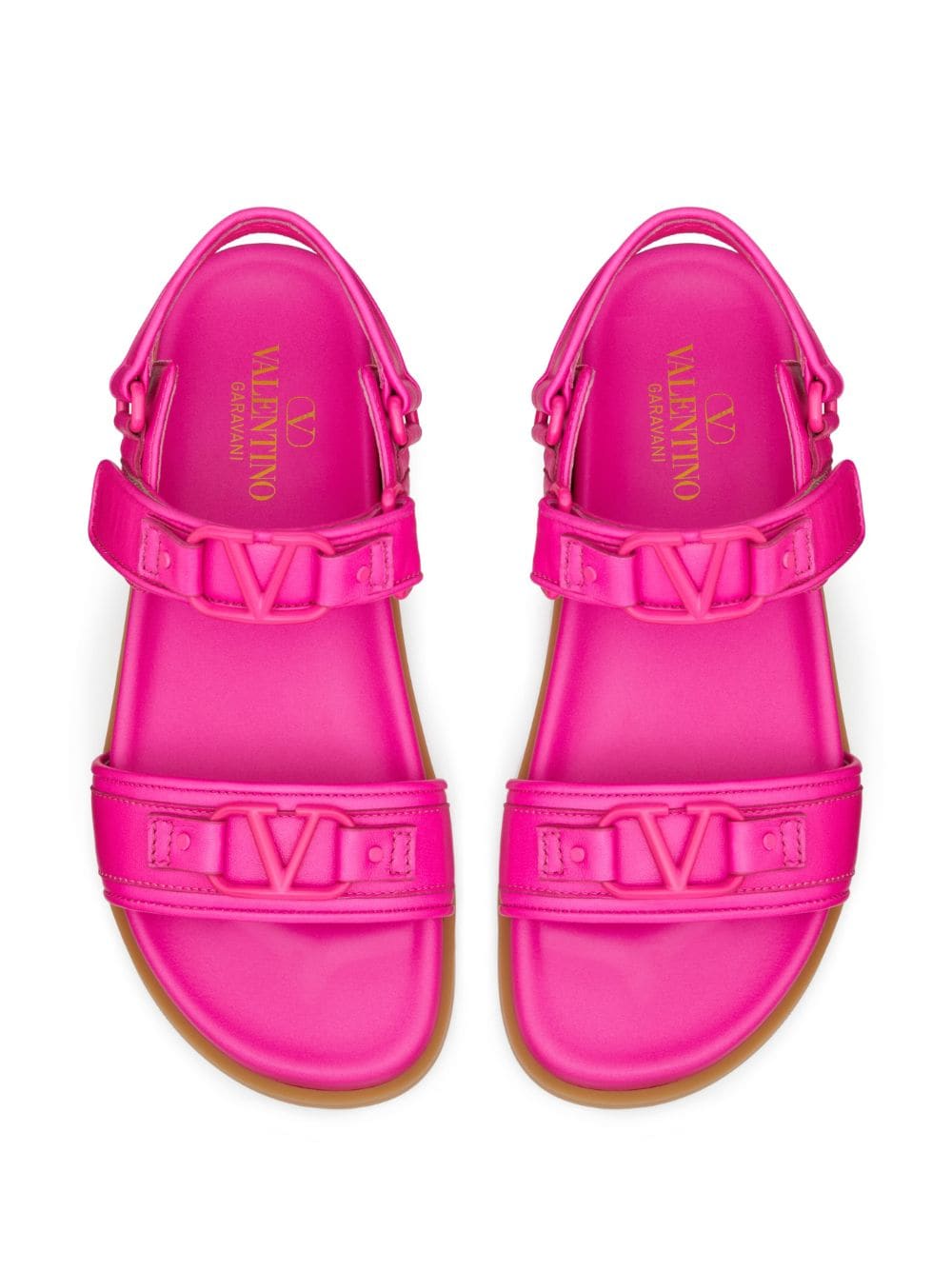 Shop Valentino Vlogo Signature Double-strap Sandals In Pink